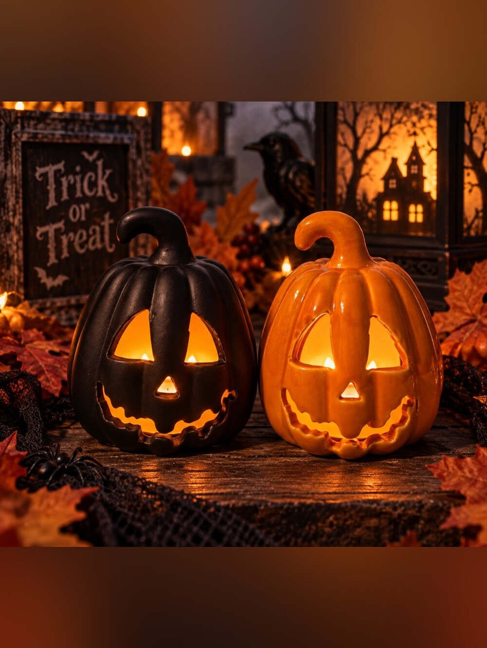 Halloween Jack-O-Lantern Pumpkin Tealight Holders